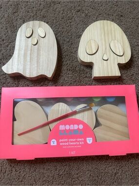NEW Paint-Your-Own Wood Hearts Kit - Natural Wood and Ghost